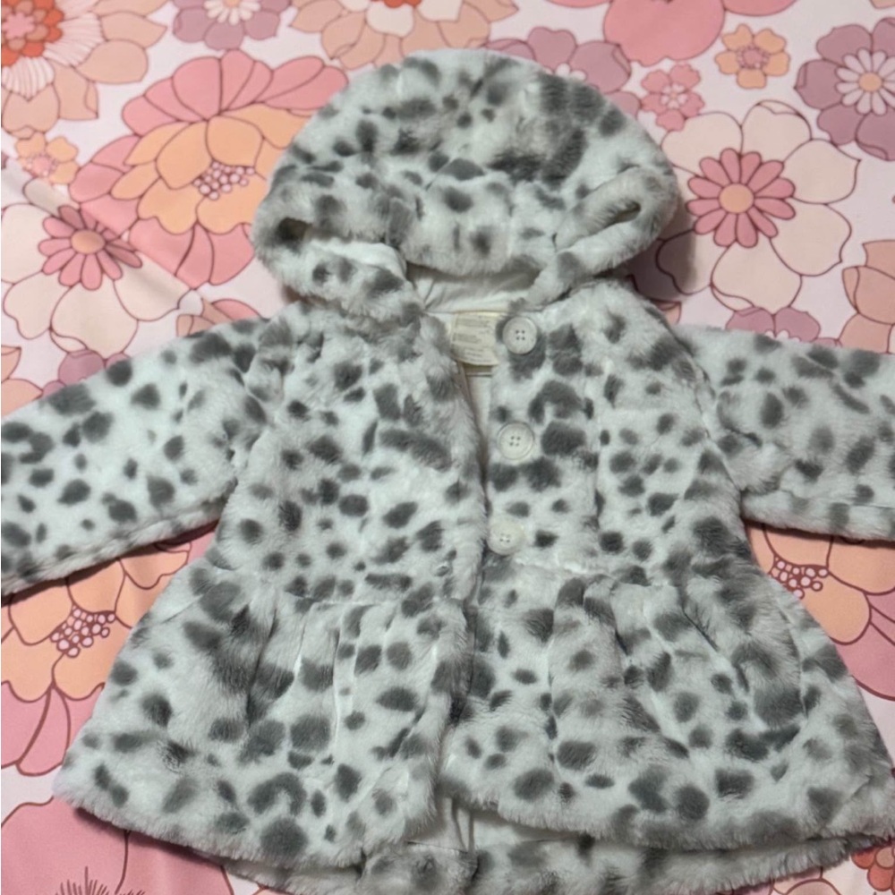Leopard Print Kids Faux Fur Coat